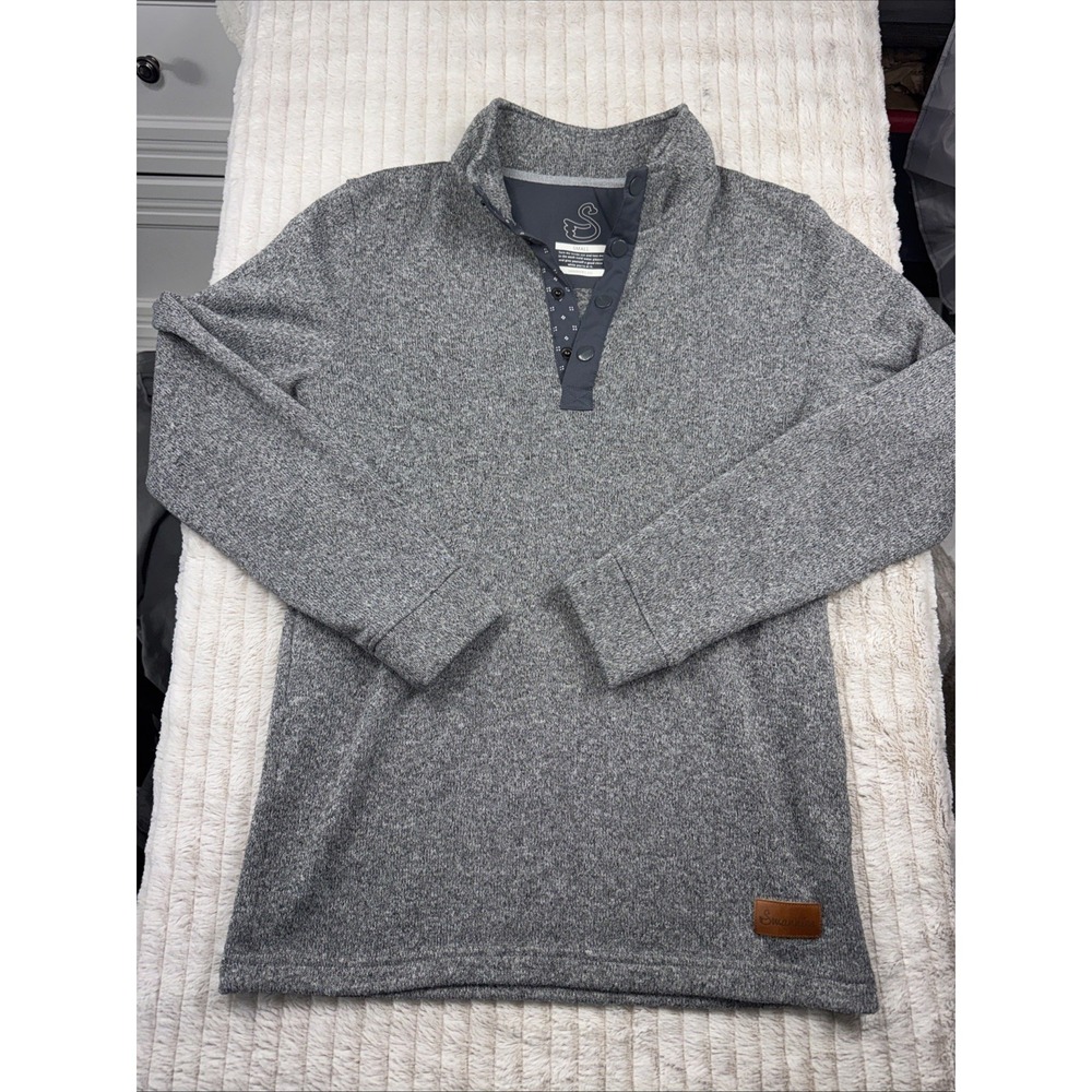 Swannies Golf Wolff Fleece Pullover Mens Small 1/4‎ Snap Sweater Sweatshirt Gray